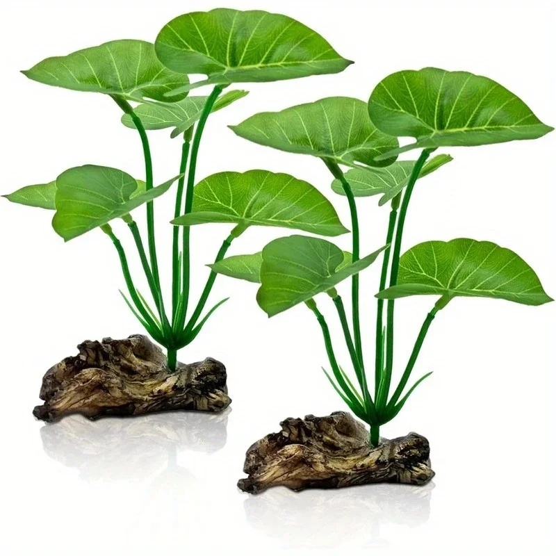 Aquarium Fish Low Maintenance - Plantes d'aquarium artificielles, feuilles flottantes réalistes,